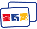Icon von zwei Checkkarten mit blauer Umrandung. Auf der Vorderseite sind die Apotheken-Icons abgebildet.
