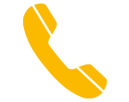 Gelber Telefonhörer der nach schräg rechts oben zeigt